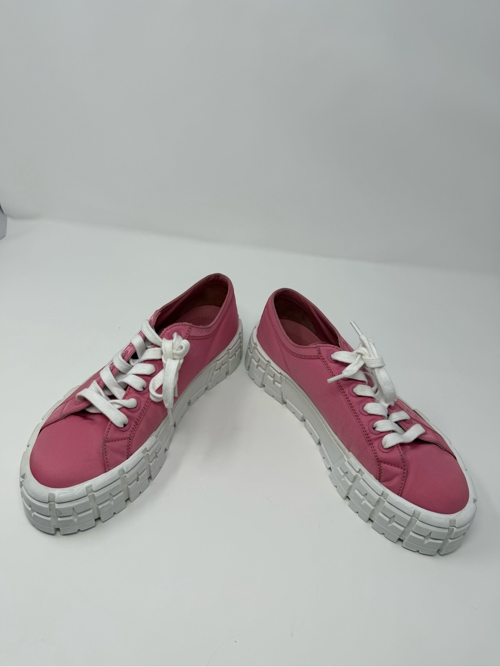 Prada Hot Pink Platform Lace-Up Sneakers - Picture 2 of 16